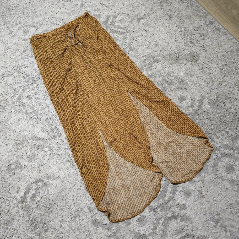 ✨️4/$20 Tie-Front Tie Palazzo Pants Lightweight Summer Cover-Up, Resort, M - Picture 5 of 14